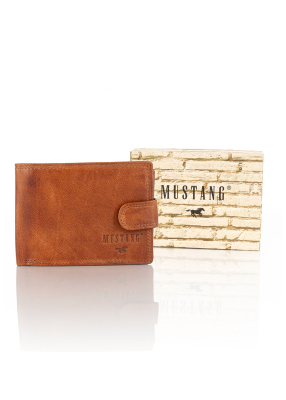 MUSTANG Denimo Wallet Side Opening With Button SKÓRZANY PORTFEL POJEMNY MA KARTY PREMIUM RFID