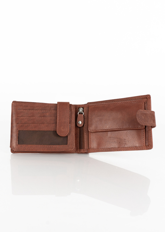 MUSTANG Denimo Wallet Side Opening With Button SKÓRZANY PORTFEL POJEMNY NA KARTY PREMIUM RFID