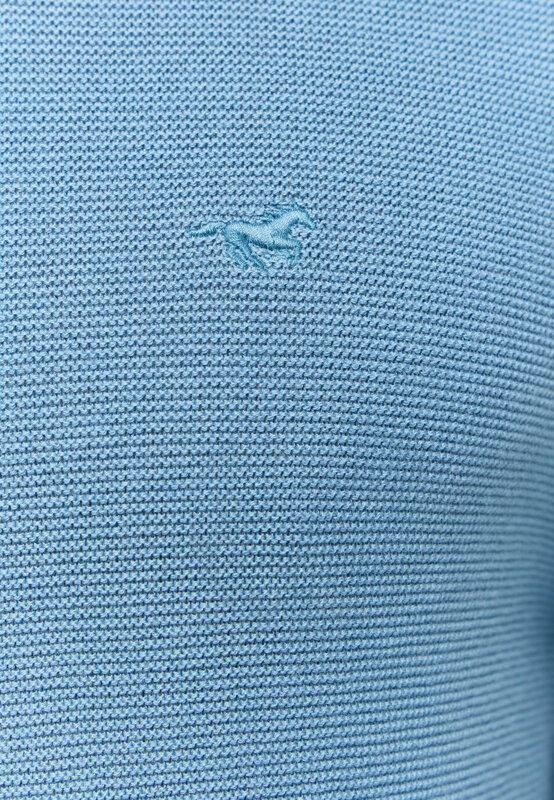 MUSTANG ELLIOT MĘSKI SWETER ELEGANCKI LOGO PROVINCIAL BLUE 1015472 5181