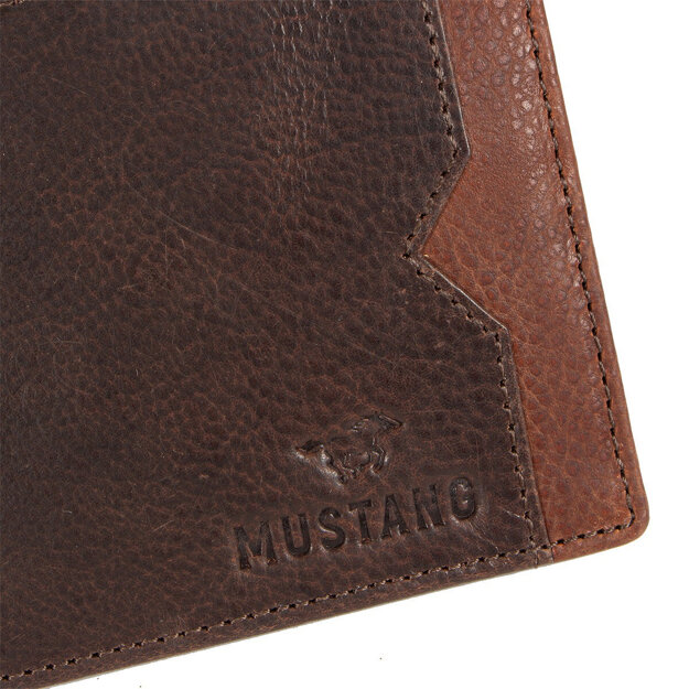 MUSTANG LA SPEZIA WALLET MĘSKI SKÓRZANY PORTFEL SKÓRA POJEMNY NA KARTY BROWN 06.100701