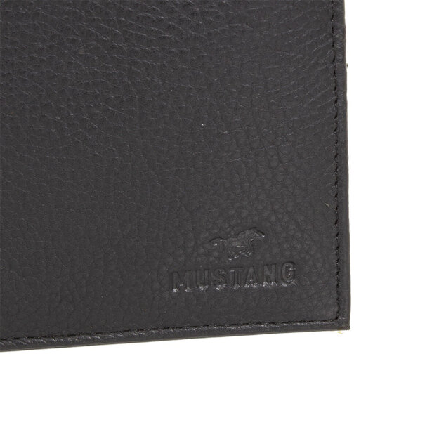 MUSTANG Livorno Wallet Side Opening MĘSKI SKÓRZANY PORTFEL PREMIUM POJEMNY NA KARTY SKÓRA BLACK 06.103000