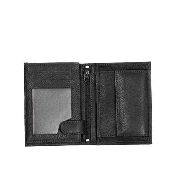 MUSTANG Livorno Wallet Tall Model UNIWERSALNY SKÓRZANY PORTFEL PREMIUM POJEMNY NA KARTY SKÓRA BLACK 06.103200