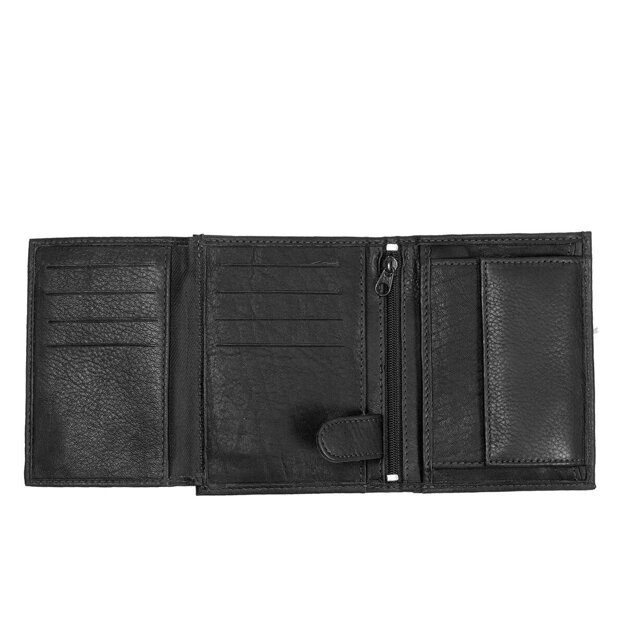 MUSTANG Livorno Wallet Tall Model UNIWERSALNY SKÓRZANY PORTFEL PREMIUM POJEMNY NA KARTY SKÓRA BLACK 06.103200