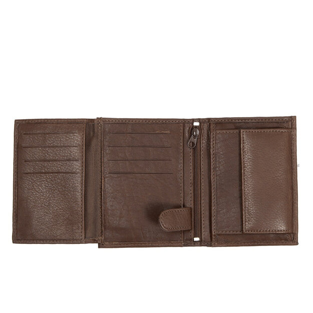 MUSTANG Livorno Wallet Tall Model UNIWERSALNY SKÓRZANY PORTFEL PREMIUM POJEMNY NA KARTY SKÓRA BROWN 06.103201