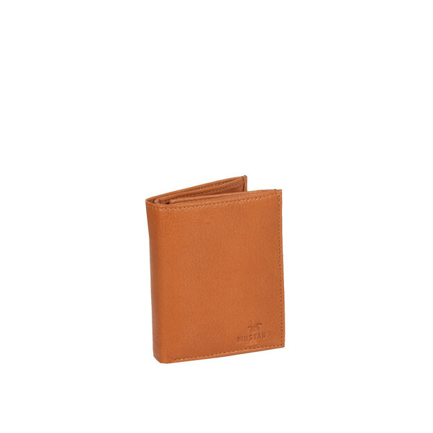 MUSTANG Livorno Wallet Tall Model UNIWERSALNY SKÓRZANY PORTFEL PREMIUM POJEMNY NA KARTY SKÓRA COGNAC 06.103231