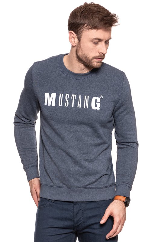 MUSTANG Logo Sweatshirt Blue Nights Melange 1007290 5370
