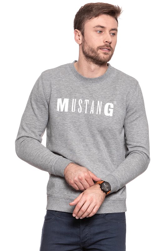 MUSTANG Logo Sweatshirt MID GREY MELANGE 1007290 4140