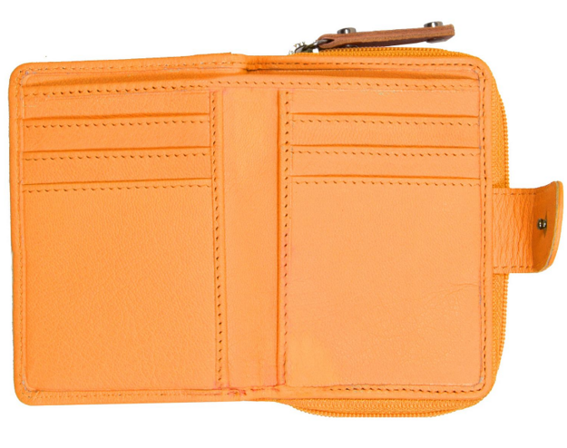 MUSTANG SEATTLE WALLET DAMSKI SKÓRZANY PORTFEL PREMIUM POJEMNY NA KARTY SKÓRA ORANGE 06.104209