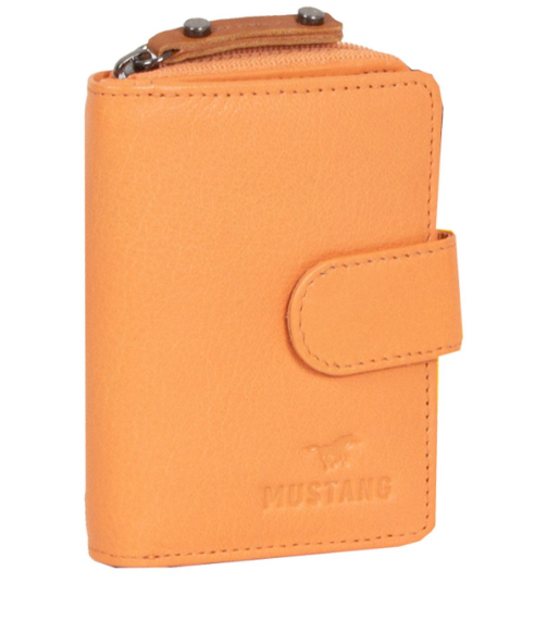 MUSTANG SEATTLE WALLET DAMSKI SKÓRZANY PORTFEL PREMIUM POJEMNY NA KARTY SKÓRA ORANGE 06.104209