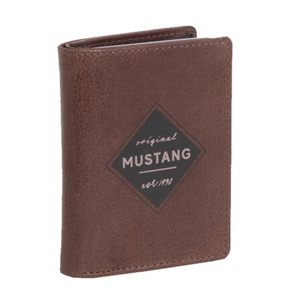 MUSTANG Santos Wallet Side Opening MĘSKI SKÓRZANY PORTFEL PREMIUM POJEMNY NA KARTY SKÓRA BROWN 06.105301