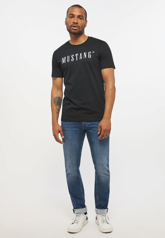 MUSTANG Style Alex C LOGO Tee MĘSKI T-SHIRT KOSZULKA NADRUK Black 1013221 4142