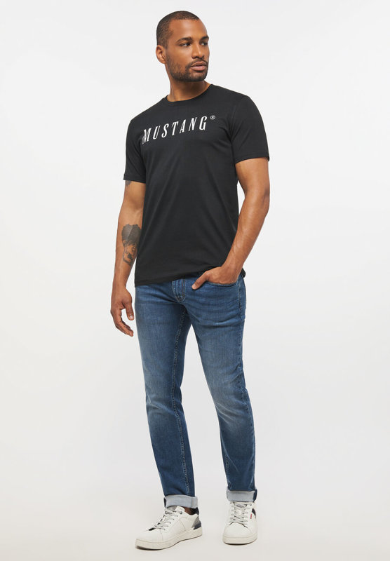 MUSTANG Style Alex C LOGO Tee MĘSKI T-SHIRT KOSZULKA NADRUK Black 1013221 4142