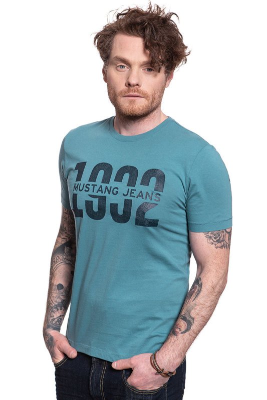 MUSTANG T SHIRT Alex C Print AEGEAN BLUE 1007850 5189