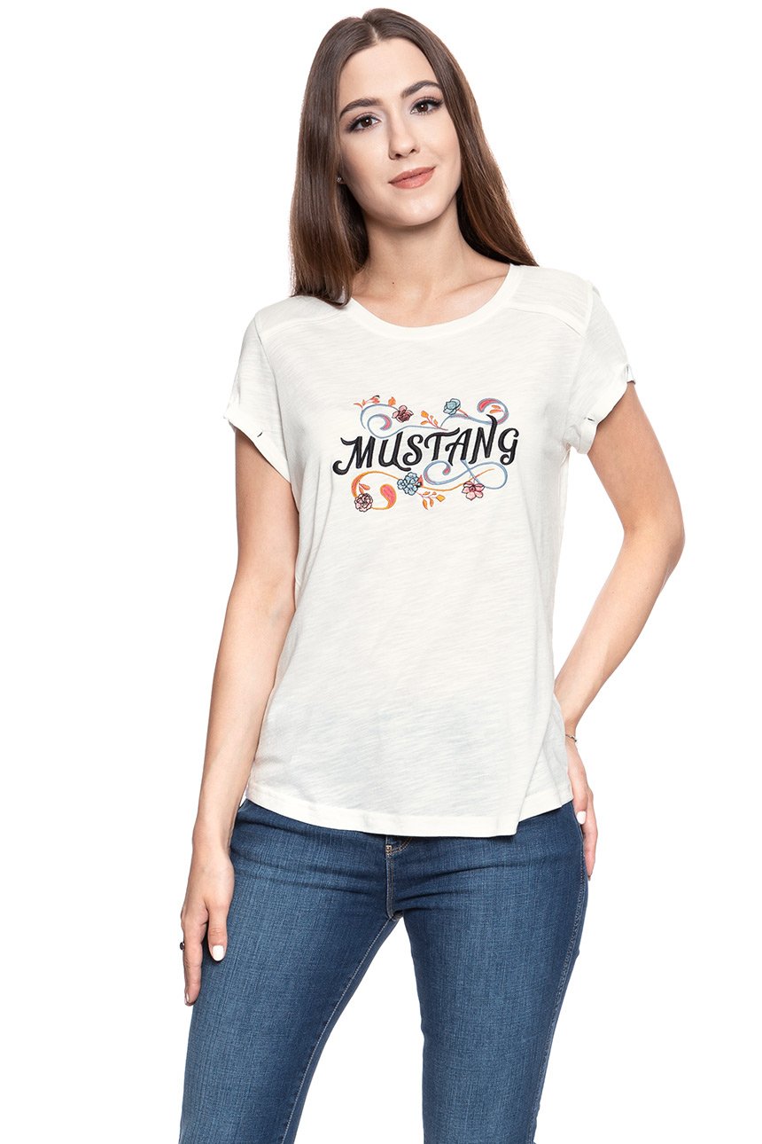 MUSTANG T SHIRT DAMSKI Audrey C Embro CLOUD DANCER 1007921 2020