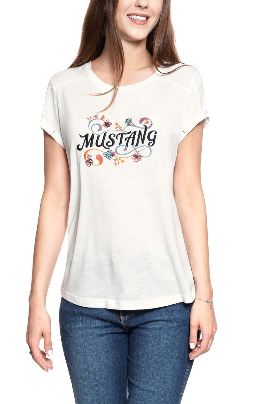 MUSTANG T SHIRT DAMSKI Audrey C Embro CLOUD DANCER 1007921 2020