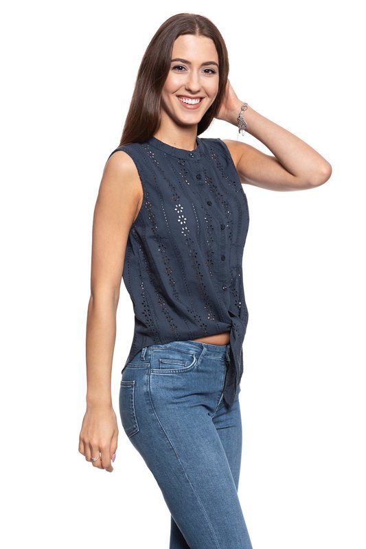 MUSTANG T SHIRT DAMSKI Knotted Lace Top 1009693 4085