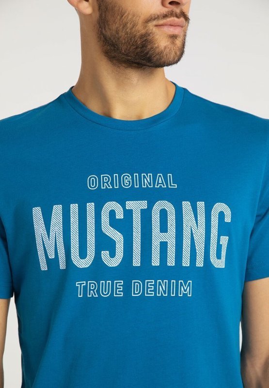 MUSTANG TSHIRT Alex C Print MYKONOS BLUE MYKONOS BLUE 1009519 5320