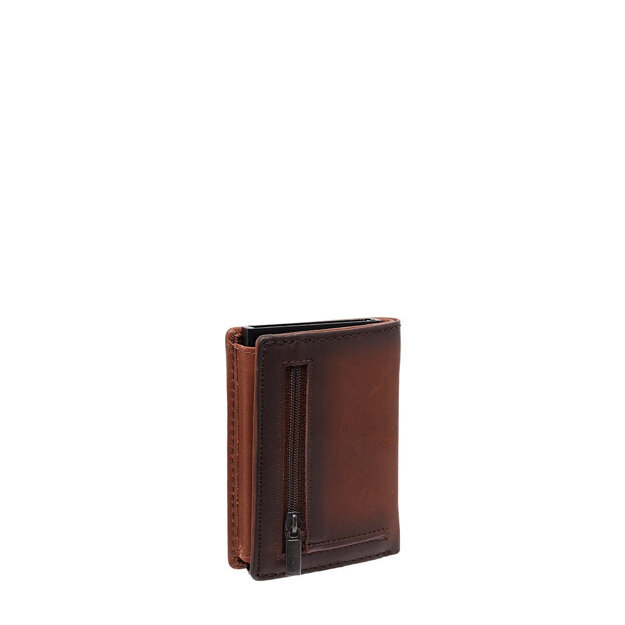 MUSTANG Temi RFID Aluminium Case Wallet MĘSKI SKÓRZANY PORTFEL PREMIUM POJEMNY NA KARTY SKÓRA BROWN 06.103901