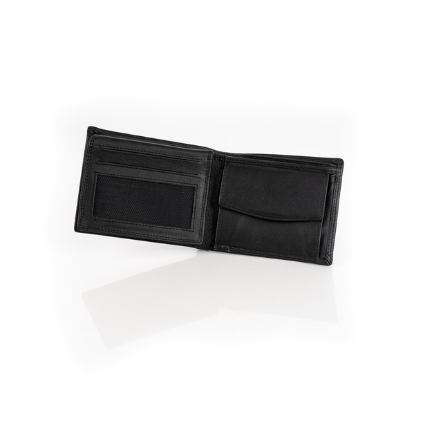 MUSTANG UDINE WALLET MĘSKI SKÓRZANY PORTFEL PREMIUM POJEMNY NA KARTY SKÓRA BLACK 06.101800