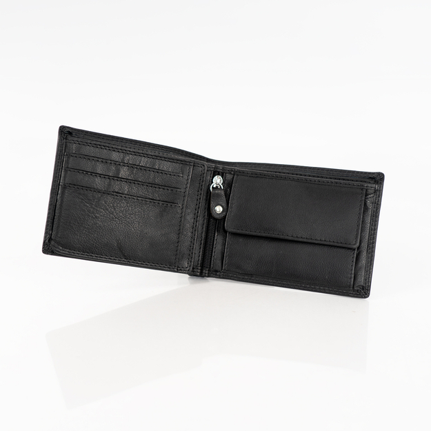 MUSTANG UDINE WALLET MĘSKI SKÓRZANY PORTFEL PREMIUM POJEMNY NA KARTY SKÓRA BLACK 06.101900