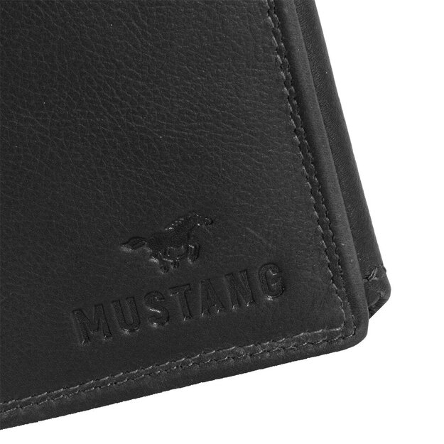 MUSTANG UDINE WALLET UNIWERSALNY SKÓRZANY PORTFEL PREMIUM POJEMNY NA KARTY SKÓRA BLACK 06.102000