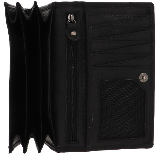 MUSTANG UDINE WALLET UNIWERSALNY SKÓRZANY PORTFEL PREMIUM POJEMNY NA KARTY SKÓRA BLACK 06.102300