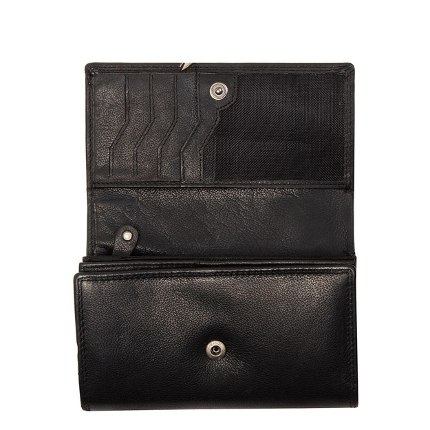 MUSTANG UDINE WALLET UNIWERSALNY SKÓRZANY PORTFEL PREMIUM POJEMNY NA KARTY SKÓRA BLACK 06.102400