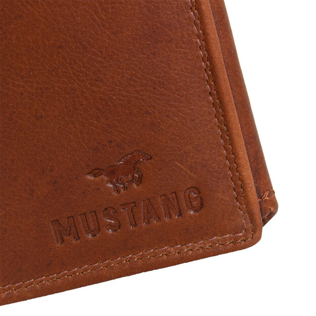 MUSTANG UDINE WALLET UNIWERSALNY SKÓRZANY PORTFEL PREMIUM POJEMNY NA KARTY SKÓRA COGNAC 06.102031