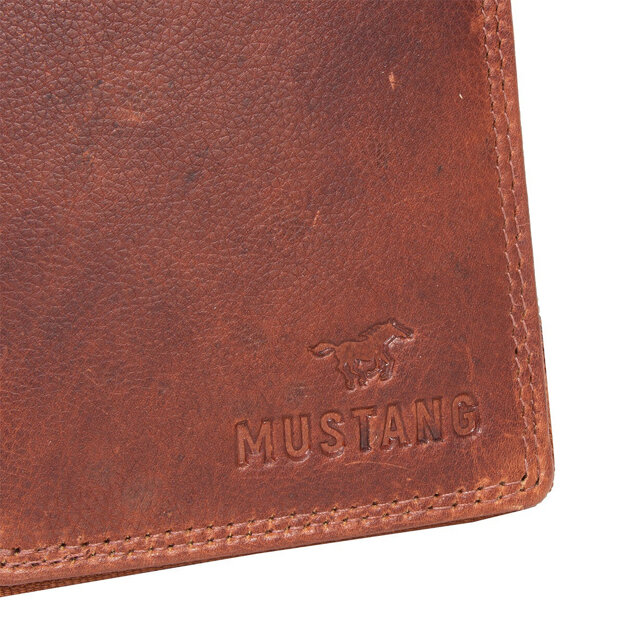 MUSTANG UDINE WALLET UNIWERSALNY SKÓRZANY PORTFEL PREMIUM POJEMNY NA KARTY SKÓRA COGNAC 06.102131