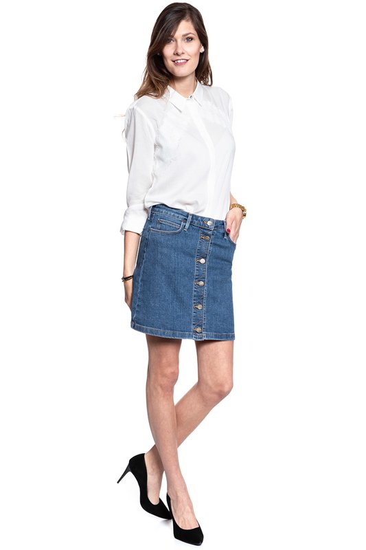 SPÓDNICA JEANSOWA LEE A LINE SKIRT MID STONEWASH L38NMG44