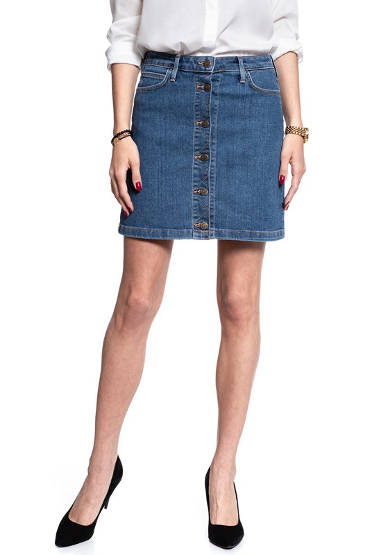 SPÓDNICA JEANSOWA LEE A LINE SKIRT MID STONEWASH L38NMG44