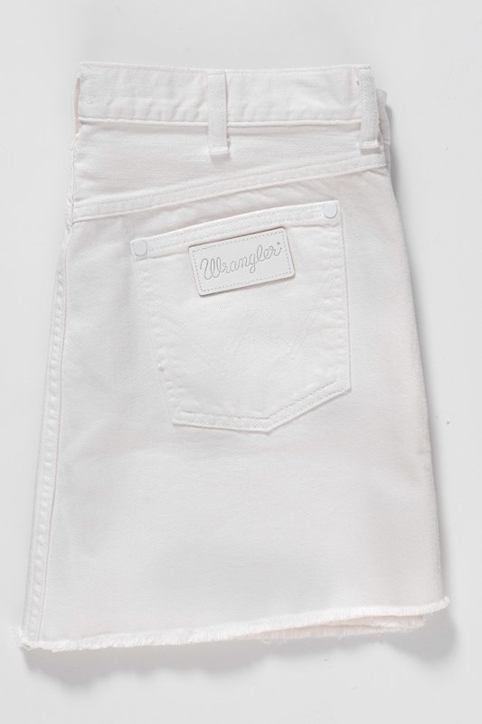 SPÓDNICA JEANSOWA WRANGLER RETRO SKIRT WHITE DAMAGED W241DM12Q