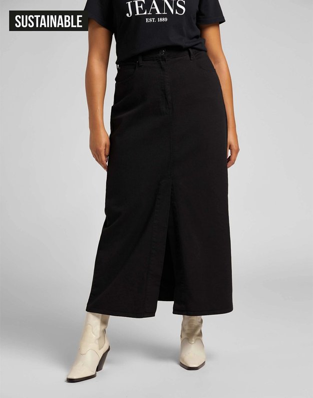 SPÓDNICA LEE LONG SKIRT PLUS BLACK L38UQH01