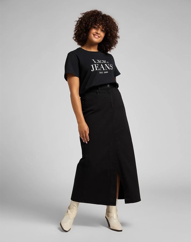 SPÓDNICA LEE LONG SKIRT PLUS BLACK L38UQH01