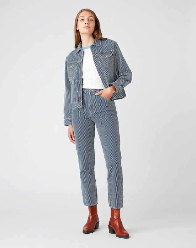 SPODNIE DAMSKIE WRANGLER MOM JEANS INDIGO HICKORY W246AT34Y