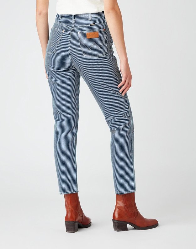 SPODNIE DAMSKIE WRANGLER MOM JEANS INDIGO HICKORY W246AT34Y