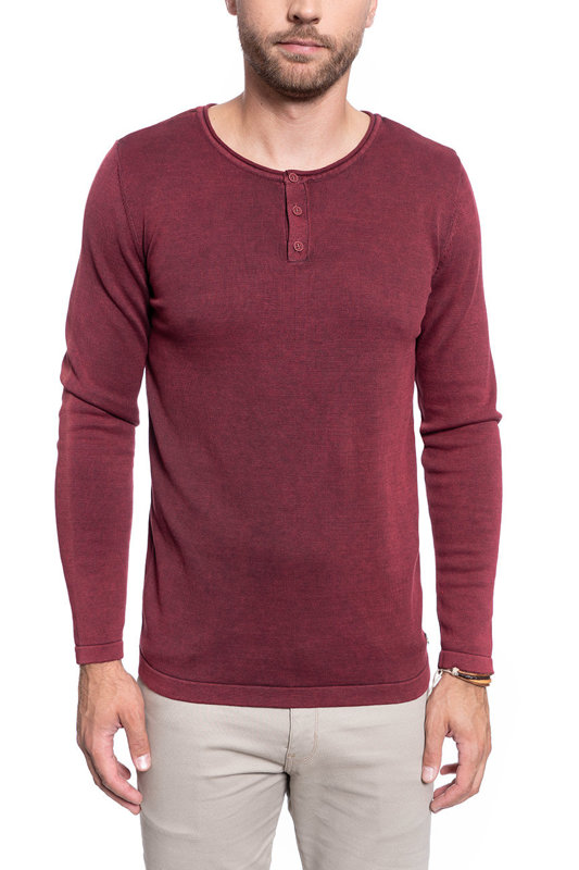 SWETER MĘSKI MUSTANG EMIL H HENLEY RHUBARB 1009134 7194