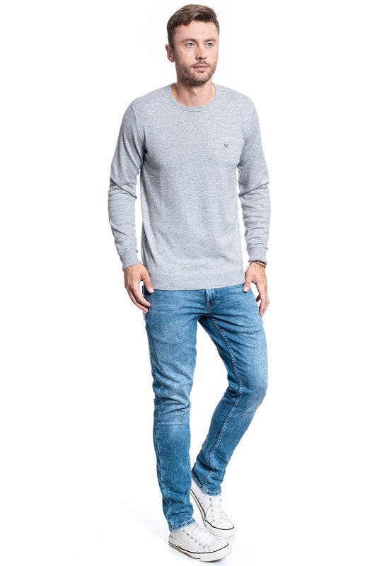 SWETER MĘSKI WRANGLER CREWNECK KNIT MID GREY MEL W8A02PX37