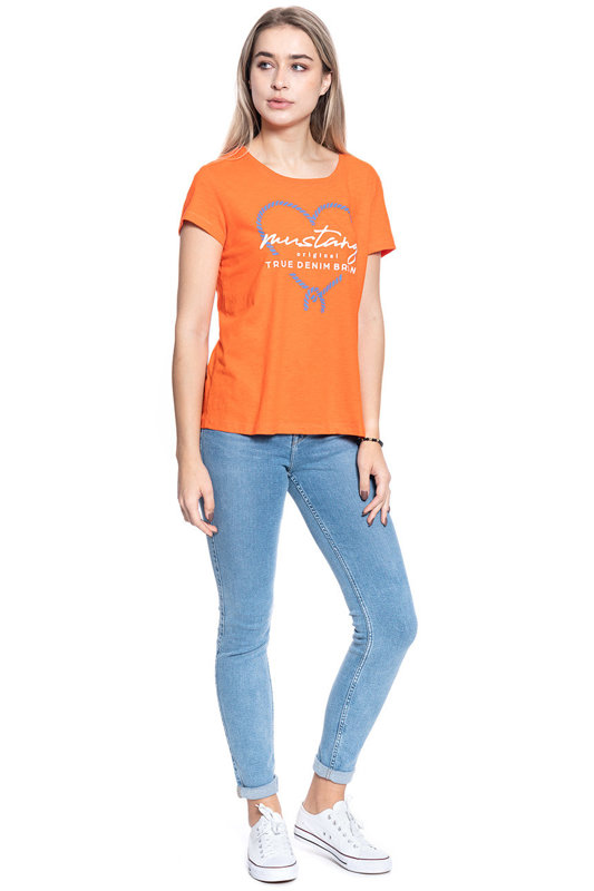 T-SHIRT DAMSKI MUSTANG ALINA C PRINT ORANGE 1009835 7096