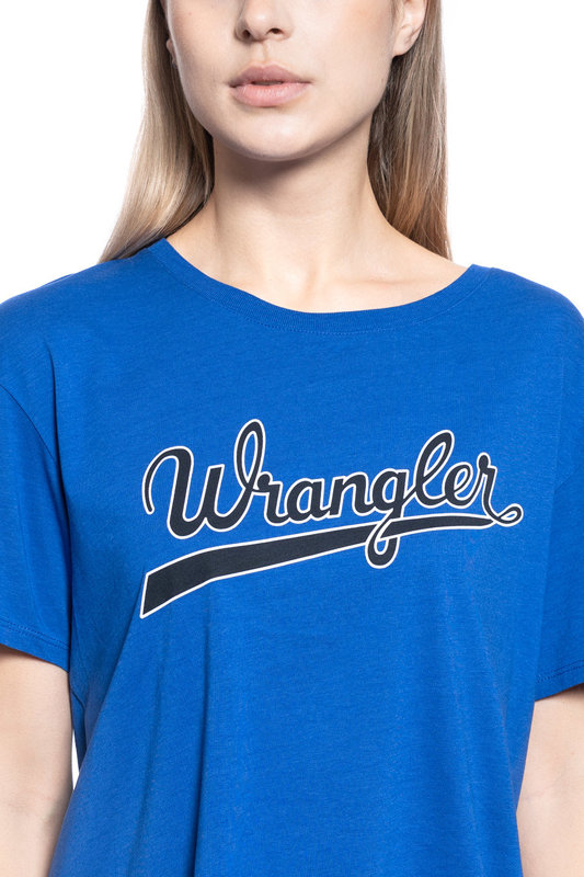 T-SHIRT DAMSKI WRANGLER DRAPE TEE COBALT BLUE W7P7F6B09