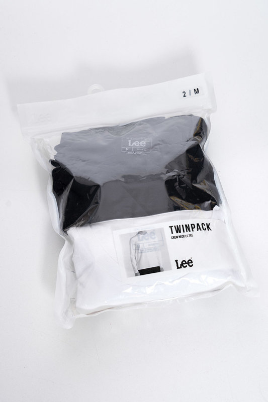 T-SHIRT MĘSKI LEE TWIN PACK CREW LS BLACK WHITE L60PAIKW