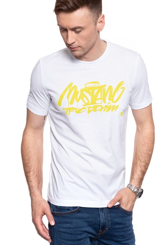 T-SHIRT MĘSKI MUSTANG ALEC X PRINT GENERAL WHITE 1009007 2045