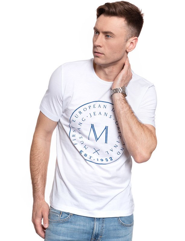 T-SHIRT MĘSKI MUSTANG ALEX C PRINT GENERAL WHITE 1009020 2045