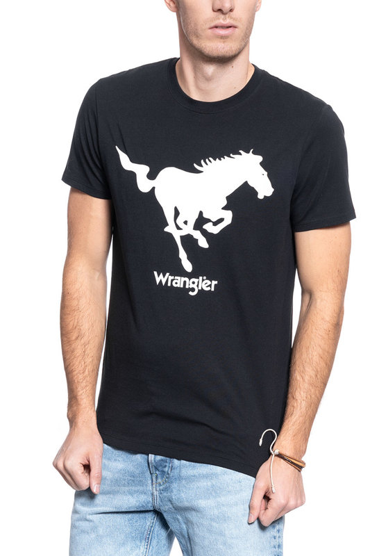 T-SHIRT MĘSKI WRANGLER HORSE LOGO TEE BLACK W7MED3100