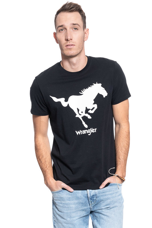 T-SHIRT MĘSKI WRANGLER HORSE LOGO TEE BLACK W7MED3100