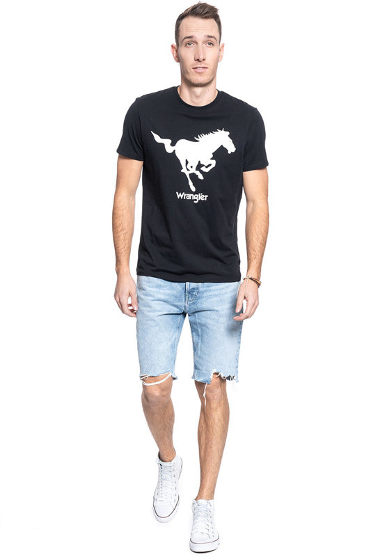 T-SHIRT MĘSKI WRANGLER HORSE LOGO TEE BLACK W7MED3100