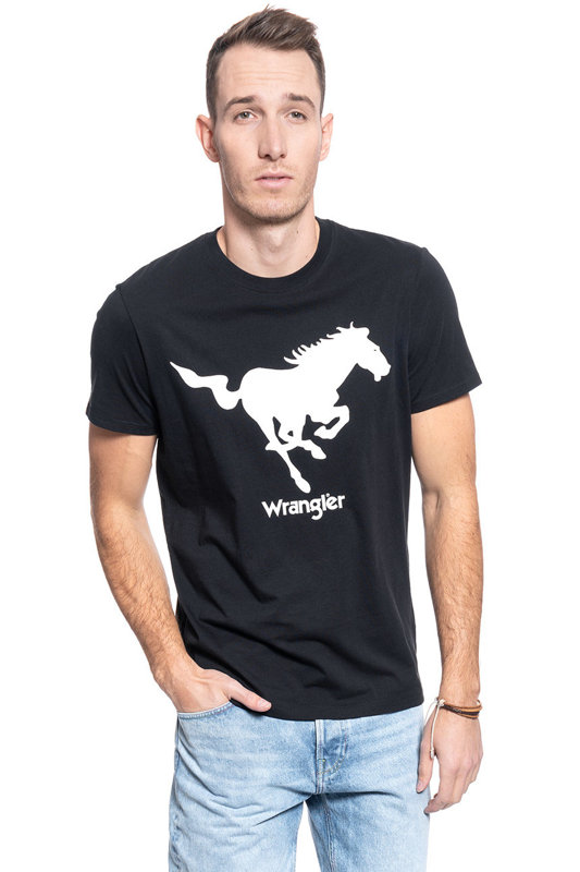 T-SHIRT MĘSKI WRANGLER HORSE LOGO TEE BLACK W7MED3100