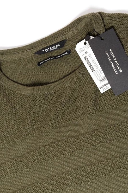 TOM TAILOR STRUCTURED CREW-NECK SWEATER OLIVE NIGHT GREEN 3020016.00.15 COL. 7548