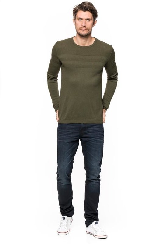 TOM TAILOR STRUCTURED CREW-NECK SWEATER OLIVE NIGHT GREEN 3020016.00.15 COL. 7548