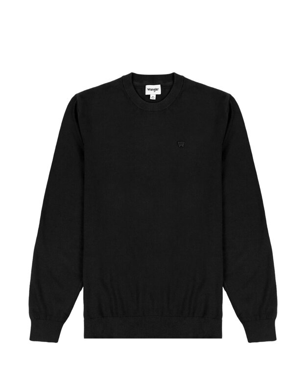 WRANGELR CREWNECK KNIT MĘSKI SWETER ELEGANCKI CIEPŁY LOGO REAL BLACK 112343108